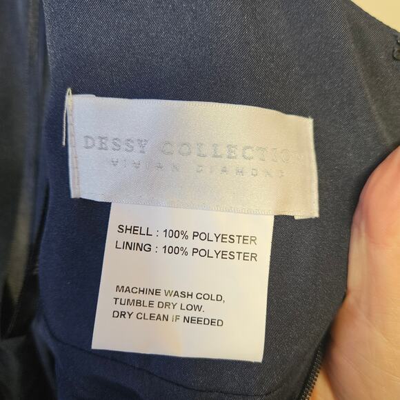 Dessy Collection Midnight Sleeveless Satin Gown Size 2R NWT Corset Holiday - Picture 6 of 11